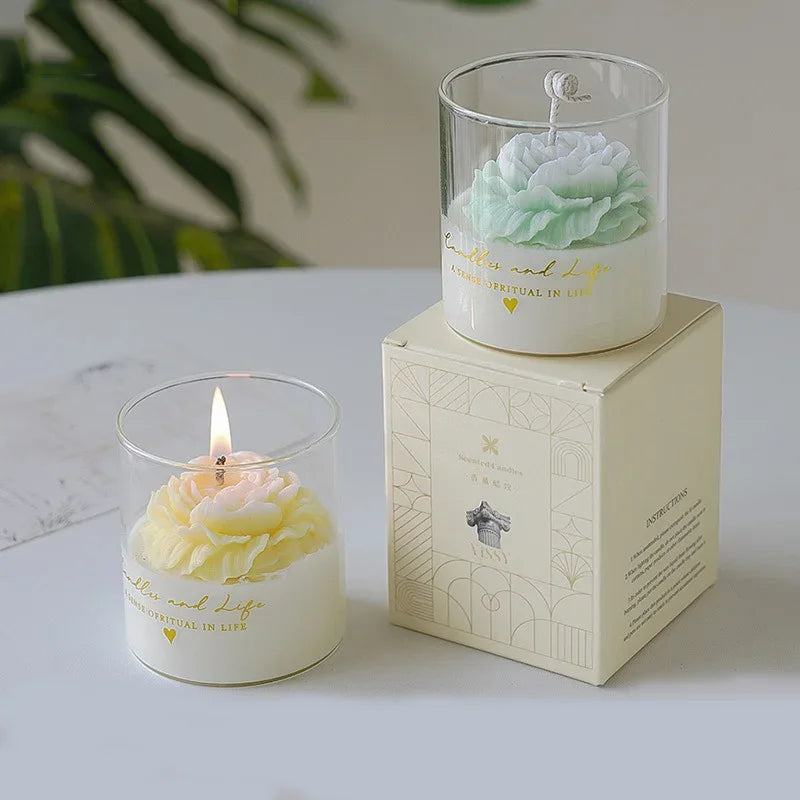 Bloom Candle – Handgemachte Boho Blütenkerze aus Sojawachs