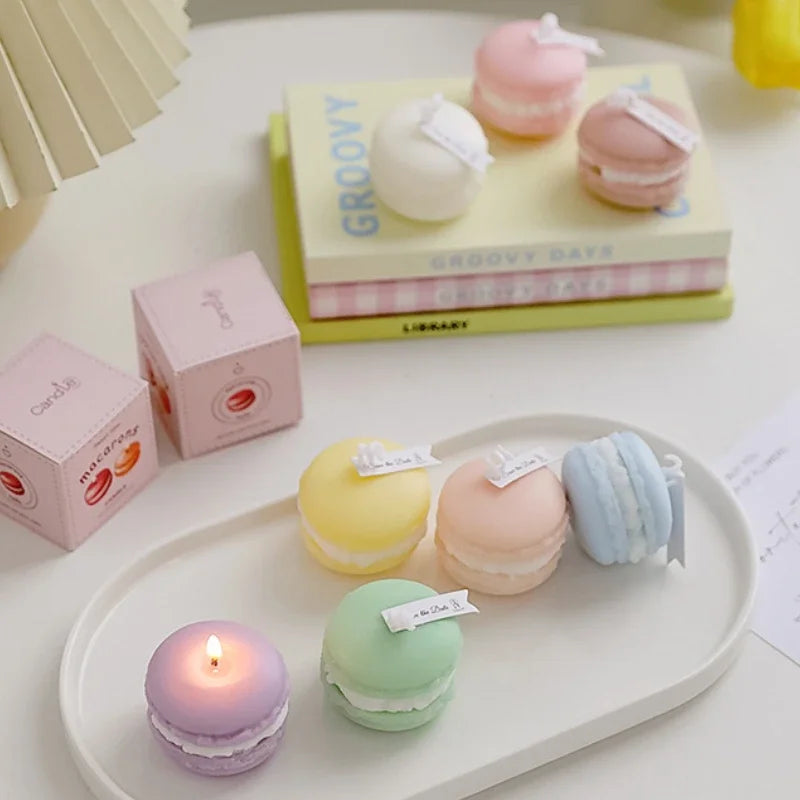 Macaron Glow – Handgemachte Boho Duftkerzen in Macaron-Form