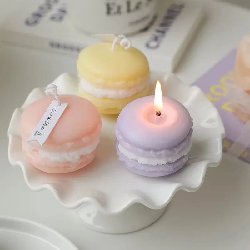 Macaron Glow – Handgemachte Boho Duftkerzen in Macaron-Form