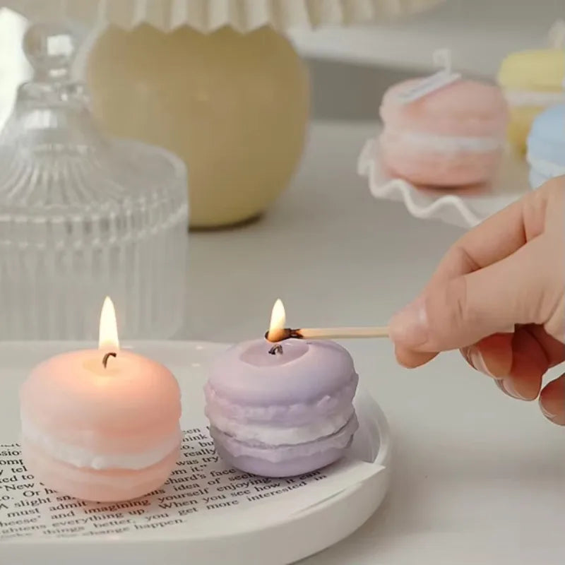 Macaron Glow – Handgemachte Boho Duftkerzen in Macaron-Form